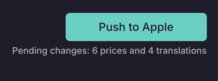 Push to Apple button with pending price and translation changes